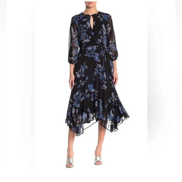 Maison Tara Dresses & Skirts - NWT Maison Tara Elegant Black and Blue Floral Dress